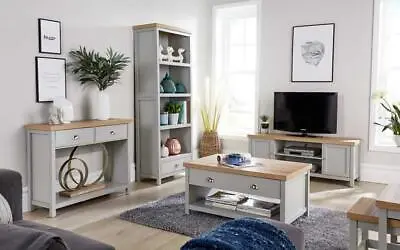 £99.99 • Buy Living Room Furniture Grey Oak Wood Coffee Console TV Stand Solid Bookcase Unit
