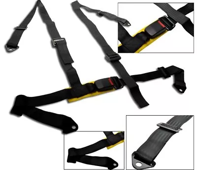 1 Black 4 Point Seat Belt 1964-2011 ALL Ford Mustang Cobra NEW • $29.69