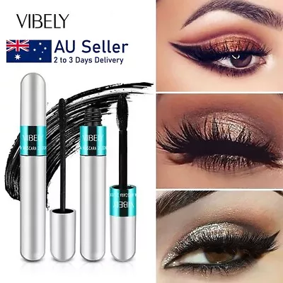 Vibely Eyelash Mask Volumizer 4D Silk Fibre Waterproof Mascara 2 In 1 Brushes • $8