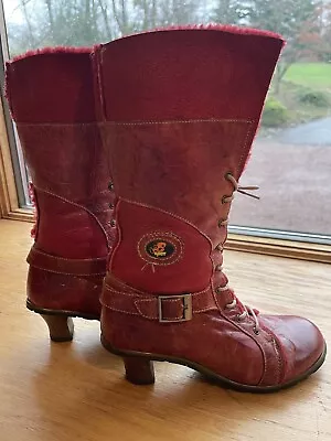 EJECT Vibrant Red Portugal Leather With Faux Fur Insole Steampunk UE 38 US 7.5 • $40