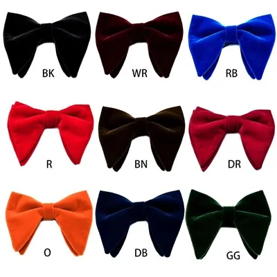 Mens Velvet Vintage Double Layer Pre-Tied Handmade Bow Tie Glitter Solid Color F • £6