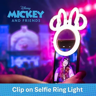 Disney MINNIE MOUSE Selfie Ring LED Light 3-Settings For Phones Clip On Make Up • $10