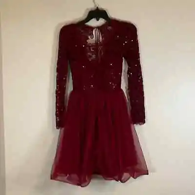 My Michelle Junior's Dark Red Sequins & Lace Dress Size 3 • $18