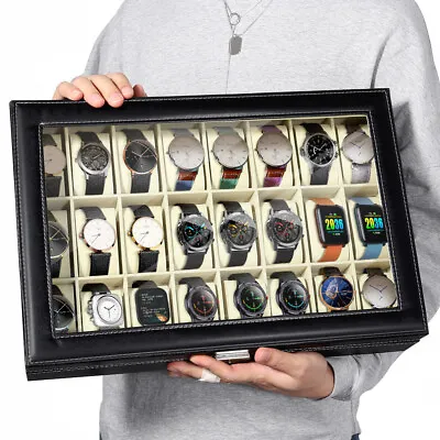 6/10/12/24 Grids Watch Box Watch Case Watch Display Case Jewellery Organiser Box • £11.69