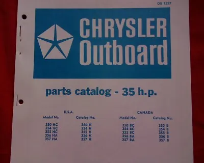 $18.95 • Buy 1970 - 73 Chrysler 35 Hp. Outboard Motor Spare Parts Manual Service Book