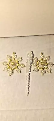 Vintage Beaded Snowflakes & Icicles Christmas Tree Holiday Ornaments Lot Of 3 • $8.99