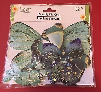 Floral Garden Blue Butterfly Die Cuts Decorative Paper 32 Count NEW • $3.78