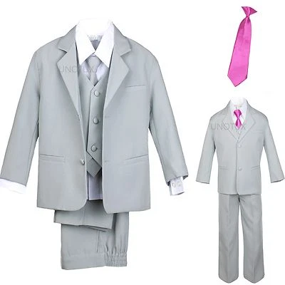 $54.98 • Buy NEW BABY TODDLER BOY KID TEEN 6 PCS WEDDING PROM FORMAL TUXEDO SUIT GRAY Sz S-20
