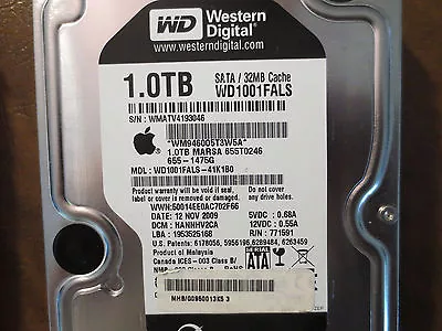 WD WD1001FALS-41K1B0 DCM:HANNHV2CA Apple#655-1475G 1.0TB 3.5  Sata Hard Drive • $91.01