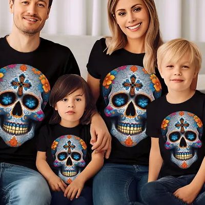 Mexican Sugar Skull Mens Tshirt Tradition Celebrations Day Of The Dead Tee #D#V • £9.99