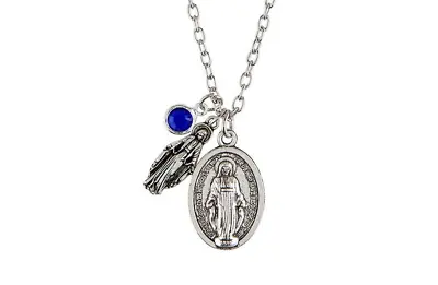 Miraculous Medal Devotional Medal Pendant Necklace With Charm And Crystal 20  • $8.99