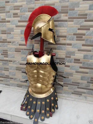 300 Helmet Antique Muscle Armour Suit Greek Movie Roleplay Spartan Helmet W Red • $183.06