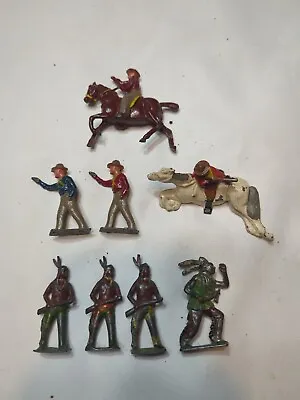 Lot Of 8 Britain's Cowboys & Indians Lead Figures Toys Vintage READ • $33.14