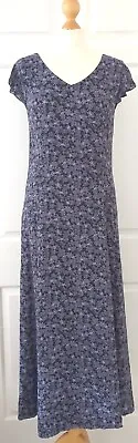 £34 • Buy Laura Ashley Black Lavender Maxi V Neck Cap Sleeve Vintage Dress 1Ouk 36 Eur
