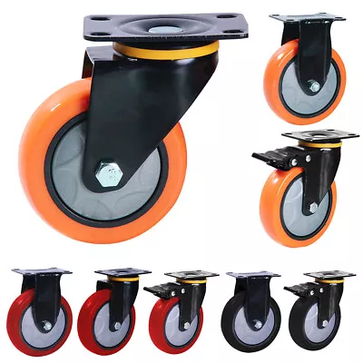 (2/4 Pack) Heavy Duty Swivel Plate Caster Polyurethane Wheels 3  4  5  Wheels • $16.99