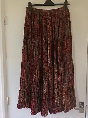 Halloween Pagan Witch Gothic Velvet Tiered Maxi Boho Skirt Tie Dye Animal  10-12 • £16.99