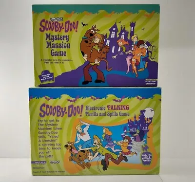 Scooby Doo MYSTERY MANSION + Electronic Talking THRILLS & SPILLS Board Game Lot! • $49.95