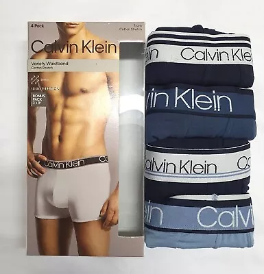 CALVIN KLEIN Men's Variety Waistband Cotton Stretch Trunks 4 Pack Underwear • $79.95
