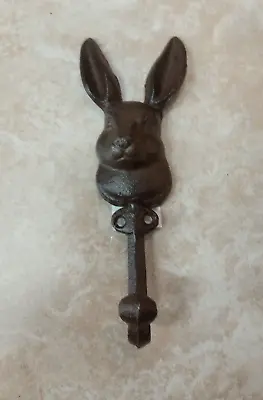 Rabbit Bunny Towel Robe Key Coat Hat Hook Rustic Cast Iron • $8.49