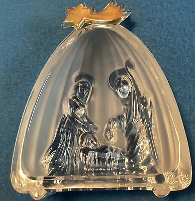 Mikasa Golden Stars Lead Crystal Nativity Scene Frosted Glass Sculptured Germany • $15