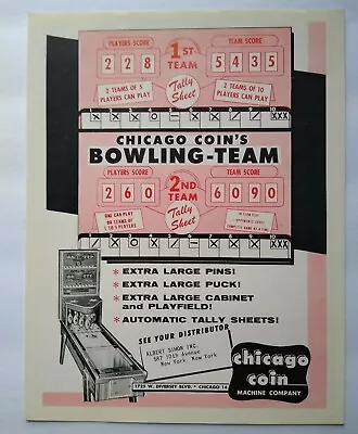 Chicago Coin Bowling Team Arcade FLYER Original NOS Shuffle Bowler Artwork 1955  • $20.40