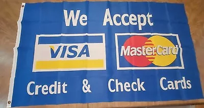 We Accept Visa Mastercard Credit Card Sign Banner Flag 3' X 5' • $10