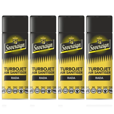 £11.75 • Buy 4 X SOVEREIGN RADA TURBOJET AIR SANITISER CAR HOME FRESHENER SPRAY