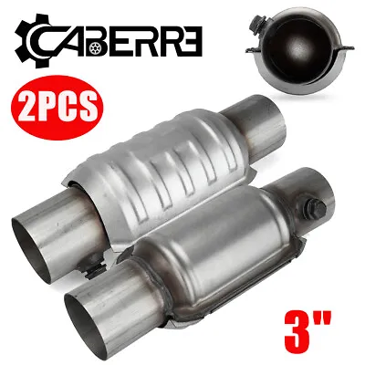 2pcs 3'' 400 Cell Universal High-Flow Catalytic Converter Stainless Steel USA • $53.79