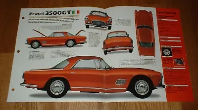 ★★1961 Maserati 3500gt Spec Sheet Brochure Photo Info Pamphlet 3500 Gt 57-64★★ • $8.99