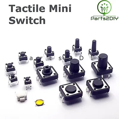 Micro Push Button Switch 4.3mm-12mm SPST Small Mini Momentary Tactile UK • £2.04