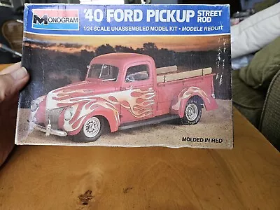 Rare 1985 Monogram '40 Ford Pickup Street Rod Red 1:24 Model Kit #2720  Truck   • $20