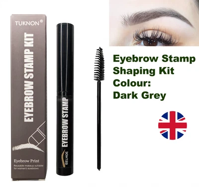 £3.99 • Buy Eyebrow Stamp Shaping Kit With 10 Reusable Eyebrow Stencils And Brush Dark Grey
