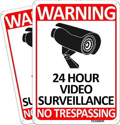 Reflective Warning Sign 24 Hour Video Surveillance Sign No Trespassing 4 Pack • $12.99