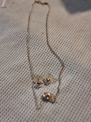 Vintage M&S Marks And Spencer CZ Crystal Pendant Silver Coloured Necklace  • £3.96