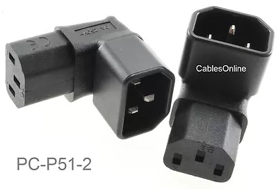 2-Pack Right-Angle UP IEC 320 C14 Male To IEC 320 C13 Female Power Adapters • $11.98