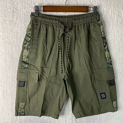 Mens Large WEAR FASHION 100% Cotton Green Camp Shorts Elastic Waist NWOT • $18.95