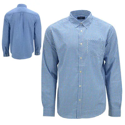 Mens Gingham Checked Shirt Cotton Soft Flannel Lumberjack Long Sleeve Casual Top • £10.99