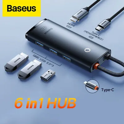 $35.99 • Buy Baseus 6 In 1 Type-C HUB Docking Station 4K HDMI USB 3.0 Adapter For MacBook Pro