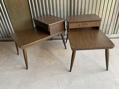 Vintage MCM Mid Century Modern 2 Tier Step Side End Table With Drawer! • $150