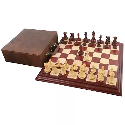 Combo Of 1849 Jacques Cook Staunton Chess Pieces - Bud Rosewood With Board & Box • £590