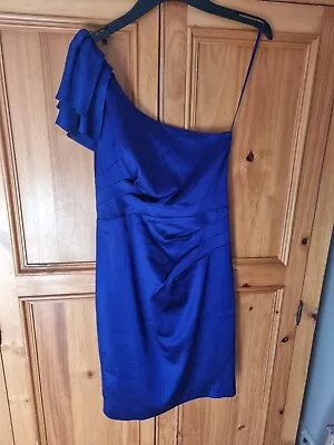 Belle By Oasis Rich Blue Evening Dress One Shoulder Style Sz 8 • £2.99