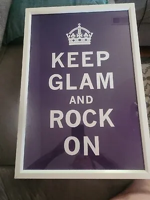 Z Gallerie Wall Art Keep GLAM And Rock On Purple And White Framed Decor Poster • $34.75