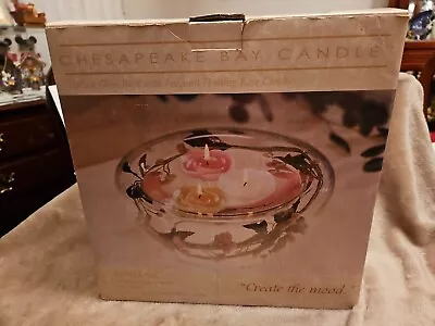 Chesapeake Bay Candle Hollow Glass Bowl With Fragrant Floating Rose Candle  Read • $23.99