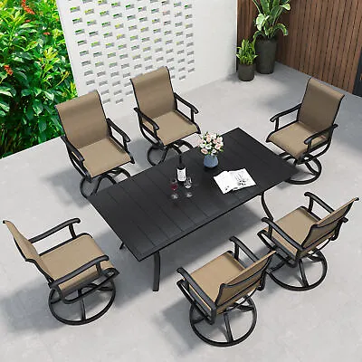 7PCS Patio Outdoor Dining Table Furniture Set Swivel Chairs Lawn Garden Yard • $723.36