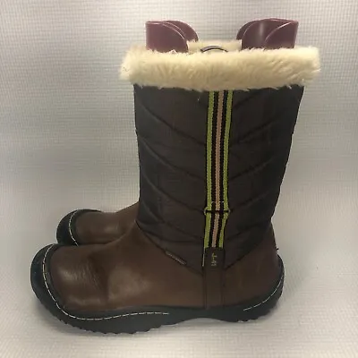 J-41 Valley Brown Leather Waterproof Women 7 M Faux Sherpa Lined Winter Boots • $113.36