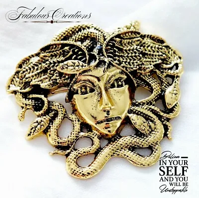 £6.39 • Buy Large MEDUSA Mythological Snake Lady Brooch Vintage Style Golden Pendant Gift