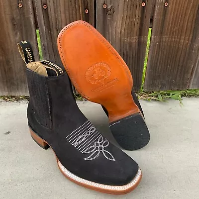 Mexican Botines Mens Botin Cowboy Leather Rodeo Slip On Ankle Square Toe Boots  • $98.39