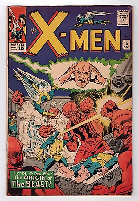 Marvel 1965 X-MEN No. 15 FN+ 6.5 Beast Origin 1st Master Mold 2nd Sentinels • $185