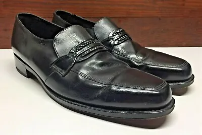 FLORSHEIM Richfield Blue Label Size 10.5C Black Leather Moc Toe Strap Loafer • $12.99