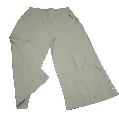 Lisa Rinna Culottes Crop Pants Medium Sz Green Pull On Modern Casual W Pockets • $18.72